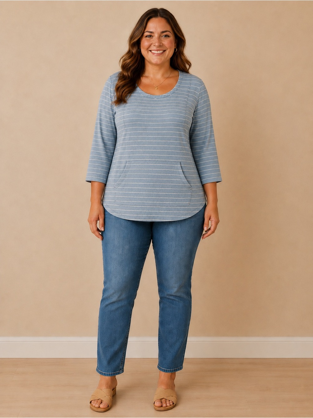 Pure Jill Light Blue Striped Tunic